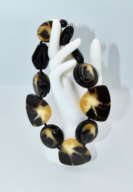 Angela Caputi Italy Massive Faux Tortoise Resin Chocker Statement Necklace